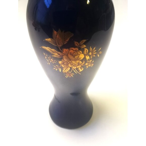 Pair of Vintage Cobalt Blue Vases- Glass Bud Vase Compact Botanical Vase Ceramic - Picture 5 of 7